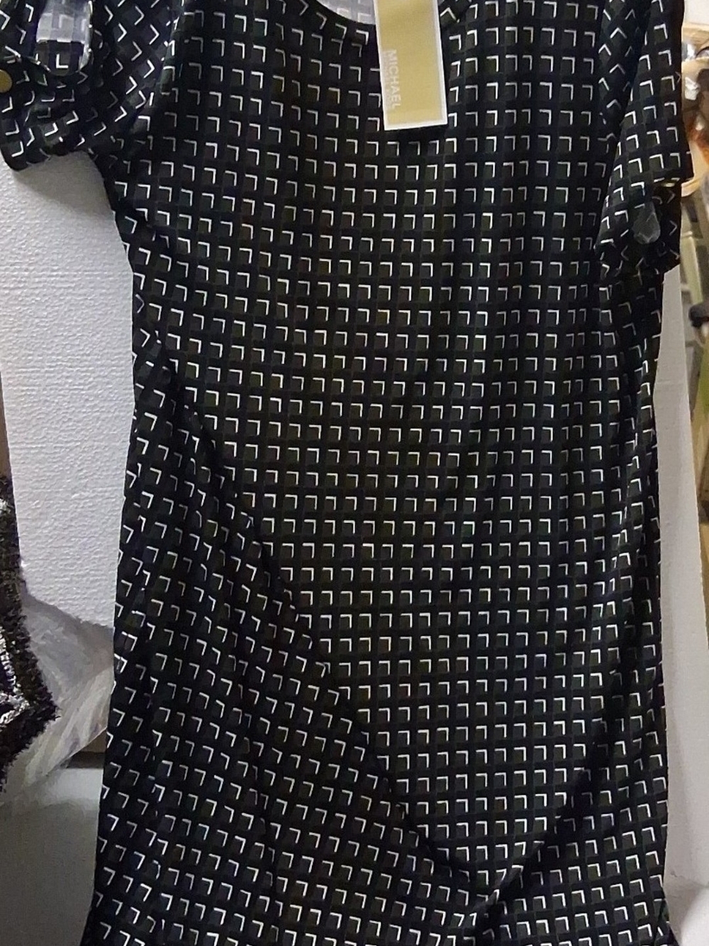 Michael Kors Black and White Geometric Print Top